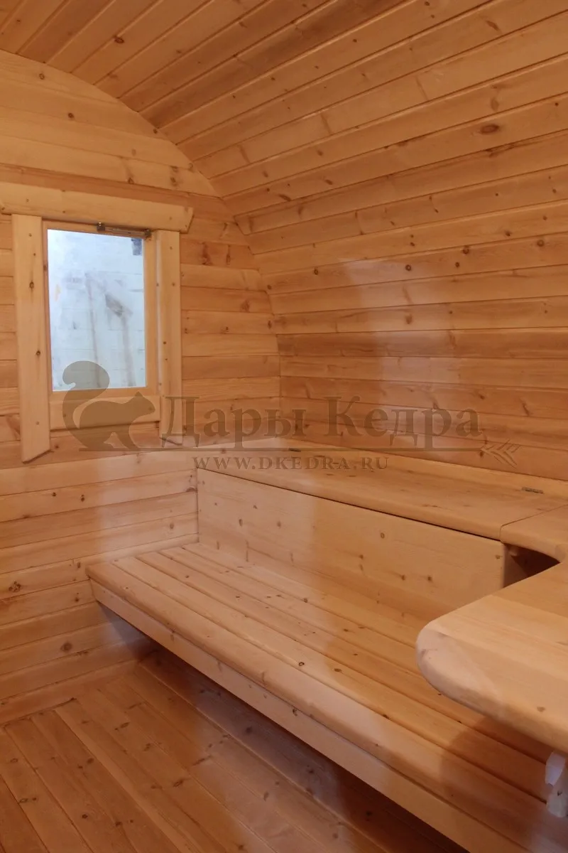 Баня-бочка овальная из кедра 4х2,2 метра